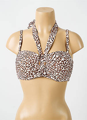 Haut de maillot de bain stretch haut soutien-gorge moulé marron CYELL femme
