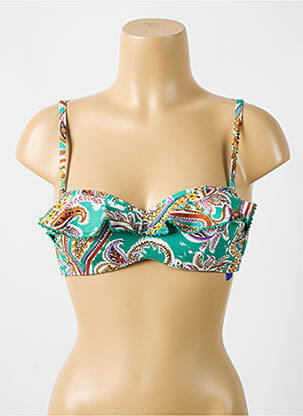 Haut de maillot de bain bretelles élastiquées amovibles haut soutien-gorge moulé vert CYELL femme