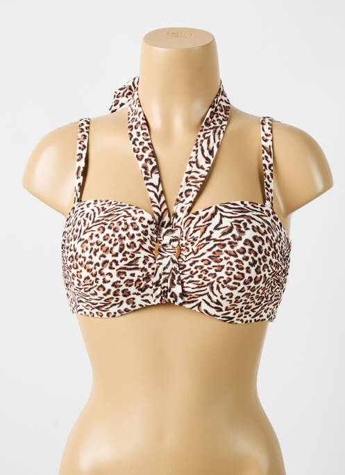 Haut de maillot de bain stretch haut soutien-gorge moulé marron CYELL femme
