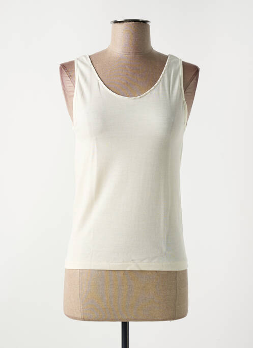 Top coupe cintrée sans manche beige MADIVA femme