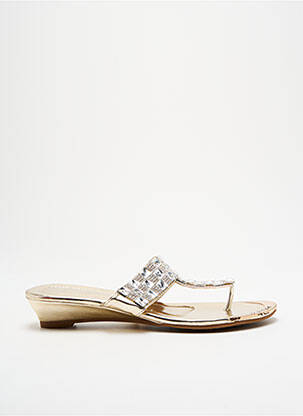 Tongs strass talon plat jusqu'à 3cm or KS femme