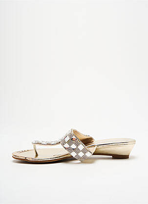 Tongs strass talon plat jusqu'à 3cm or KS femme