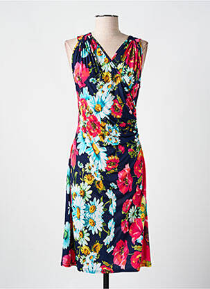 Robe mi-longue imprimé fantaisie sans manche bleu ROMEO POUR JULIETTE femme