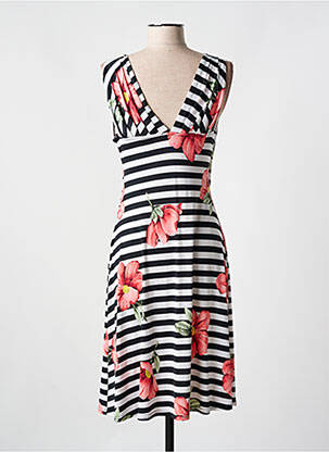 Robe mi-longue imprimé fantaisie sans manche noir ROMEO POUR JULIETTE femme