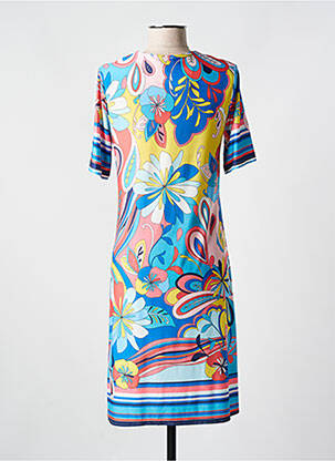 Robe mi-longue coupe fluide manches courtes bleu ROMEO POUR JULIETTE femme