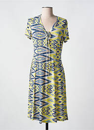 Robe mi-longue imprimé fantaisie manches courtes jaune ROMEO POUR JULIETTE femme