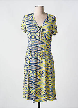 Robe mi-longue coupe évasée manches courtes jaune ROMEO POUR JULIETTE femme