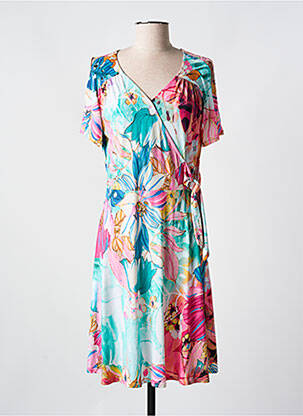Robe mi-longue coupe évasée manches courtes bleu ROMEO POUR JULIETTE femme