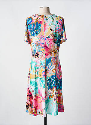 Robe mi-longue imprimé fantaisie manches courtes bleu ROMEO POUR JULIETTE femme