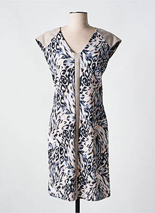 Robe mi-longue imprimé fantaisie manches courtes gris ROMEO POUR JULIETTE femme