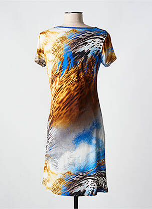 Robe mi-longue imprimé fantaisie manches courtes bleu ROMEO POUR JULIETTE femme