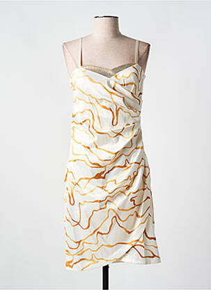 Robe mi-longue imprimé fantaisie fines bretelles blanc RINASCIMENTO femme