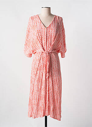 Robe longue imprimé fantaisie manches 3/4 orange ROMEO POUR JULIETTE femme