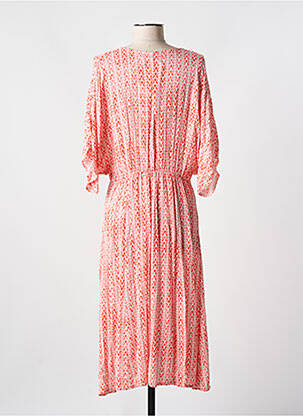 Robe longue imprimé fantaisie manches 3/4 orange ROMEO POUR JULIETTE femme