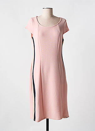 Robe mi-longue imprimé fantaisie manches courtes rose ROMEO POUR JULIETTE femme