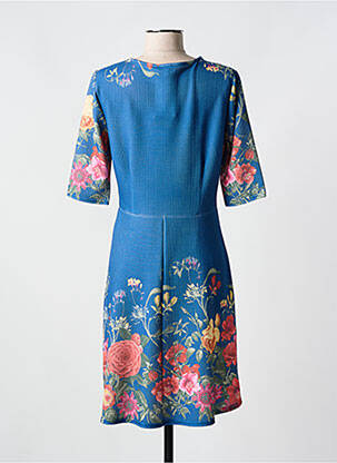 Robe mi-longue imprimé fantaisie manches courtes bleu ROMEO POUR JULIETTE femme