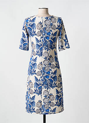 Robe mi-longue imprimé fantaisie manches courtes bleu ROMEO POUR JULIETTE femme