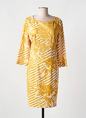 Robe mi-longue manches 3/4 manches 3/4 jaune FOR HER PARIS femme