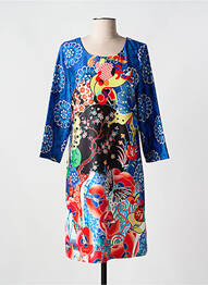 Robe mi-longue manches 3/4 manches 3/4 bleu FOR HER PARIS femme