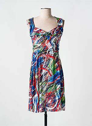 Robe mi-longue imprimé fantaisie fines bretelles bleu ROMEO POUR JULIETTE femme