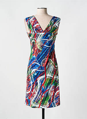 Robe mi-longue imprimé fantaisie fines bretelles bleu ROMEO POUR JULIETTE femme