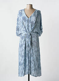 Robe longue imprimé fantaisie manches 3/4 bleu ROMEO POUR JULIETTE femme
