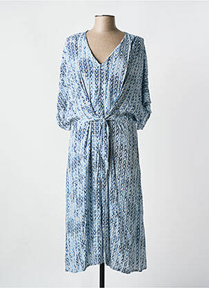 Robe longue imprimé fantaisie manches 3/4 bleu ROMEO POUR JULIETTE femme