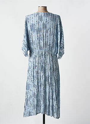 Robe longue imprimé fantaisie manches 3/4 bleu ROMEO POUR JULIETTE femme