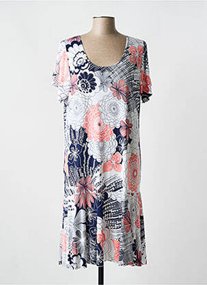 Robe mi-longue coupe fluide manches courtes bleu WEEK END A PARIS femme