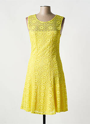 Robe mi-longue coupe évasée sans manche jaune PARISIENNE femme