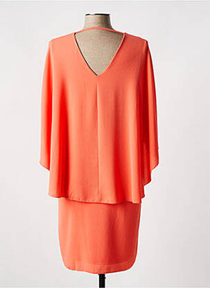 Robe mi-longue coupe fluide manches courtes orange HOLLY & JOEY femme