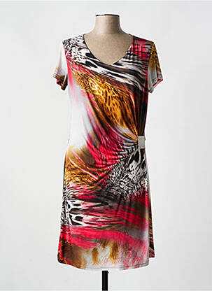 Robe mi-longue imprimé fantaisie manches courtes rouge ROMEO POUR JULIETTE femme