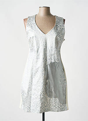 Robe mi-longue imprimé fantaisie sans manche blanc NANA BAILA femme