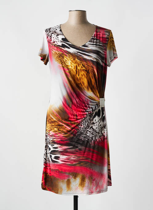Robe mi-longue imprimé fantaisie manches courtes rouge ROMEO POUR JULIETTE femme