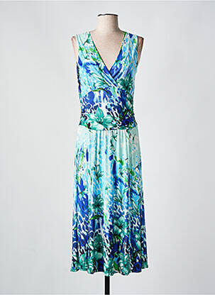 Robe longue tissage popeline sans manche bleu PARISIENNE femme