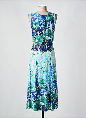 Robe longue imprimé fleurs sans manche bleu PARISIENNE femme