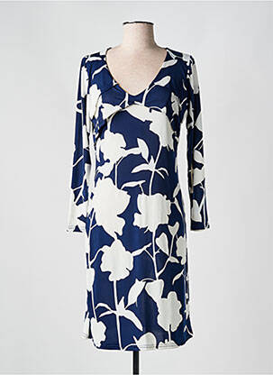 Robe mi-longue imprimé fantaisie manches longues bleu ROMEO POUR JULIETTE femme