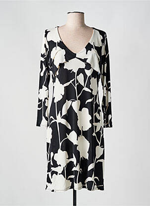 Robe mi-longue imprimé fantaisie manches longues noir ROMEO POUR JULIETTE femme