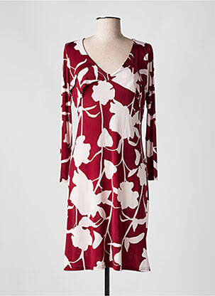 Robe mi-longue imprimé fantaisie manches longues rouge ROMEO POUR JULIETTE femme