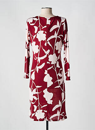 Robe mi-longue imprimé fantaisie manches longues rouge ROMEO POUR JULIETTE femme