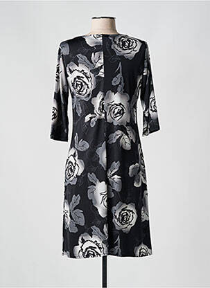 Robe mi-longue imprimé fleurs manches 3/4 noir ROMEO POUR JULIETTE femme
