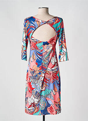 Robe mi-longue imprimé fleurs manches 3/4 rouge ROMEO POUR JULIETTE femme