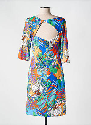 Robe mi-longue imprimé fleurs manches 3/4 bleu ROMEO POUR JULIETTE femme
