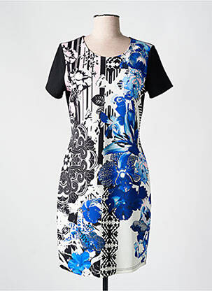 Robe courte fermeture zippée au dos manches courtes noir 101 IDEES femme