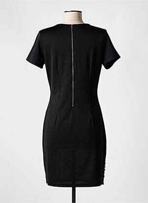 Robe courte fermeture zippée au dos manches courtes noir 101 IDEES femme