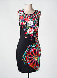 Robe mi-longue imprimé fleurs sans manche noir 101 IDEES femme
