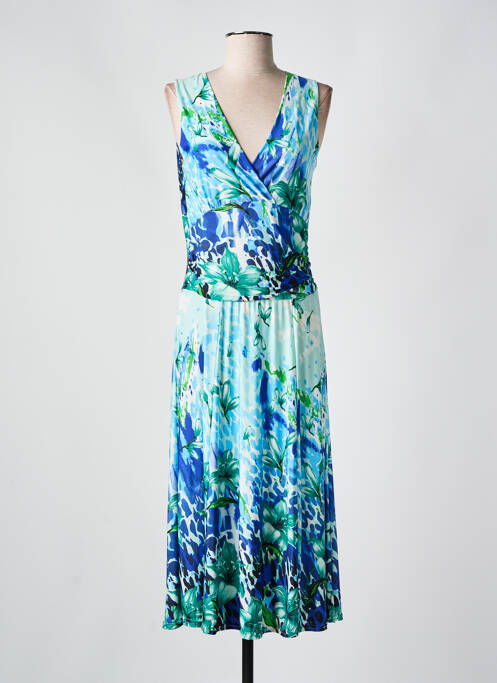 Robe longue imprimé fleurs sans manche bleu PARISIENNE femme