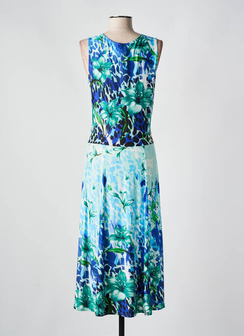 Robe longue imprimé fleurs sans manche bleu PARISIENNE femme