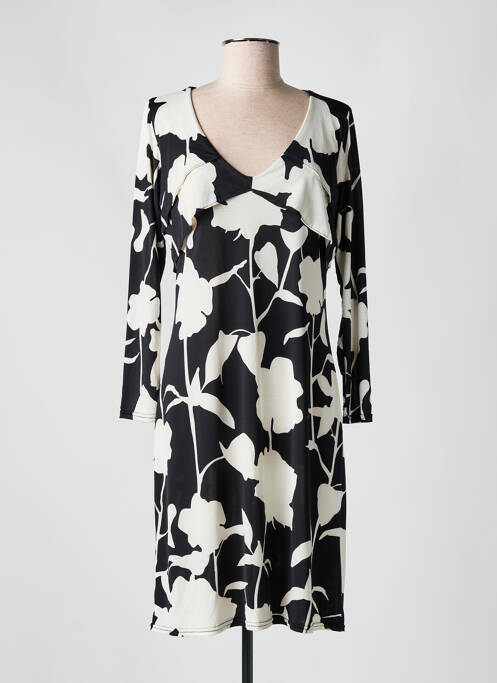 Robe mi-longue imprimé fantaisie manches longues noir ROMEO POUR JULIETTE femme