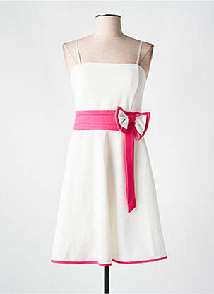 Robe courte tissage crêpe fines bretelles blanc AXANGE femme